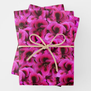 Magenta Geranium Flowers, Wrapping Paper Sheet