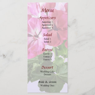 Magenta Geranium Menu