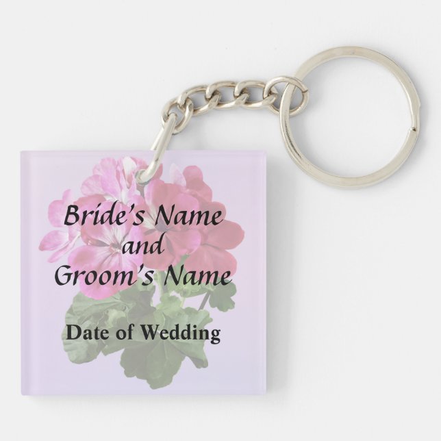 Magenta Geranium Wedding Product Key Ring (Back)