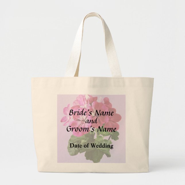 Magenta Geranium Wedding Product Large Tote Bag (Front)