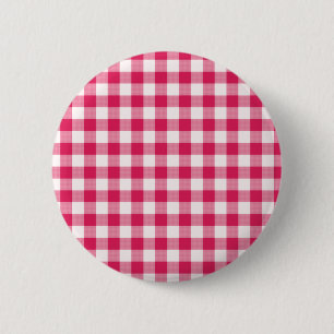 Magenta Gingham 6 Cm Round Badge