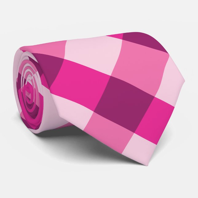 Magenta Gingham Tie (Rolled)