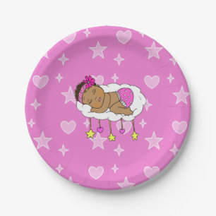Magenta Girl's Baby Shower Paper Plate