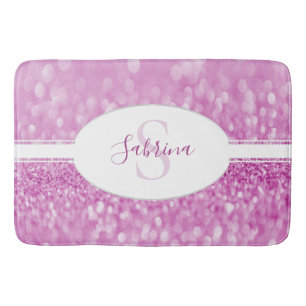Magenta Glitter Personalise Bath Mat