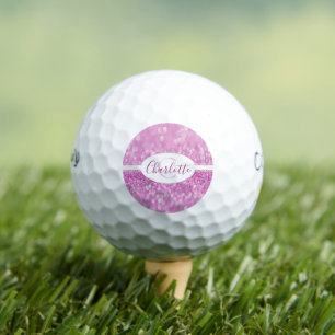 Magenta Glitter Personalise Golf Balls
