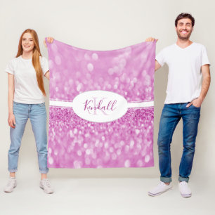 Magenta Glitter Personalise Throw Blanket