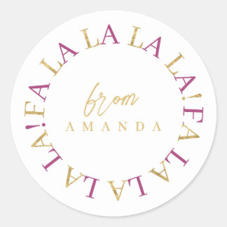 Magenta Gold Christmas Fa La La ID1009 Classic Round Sticker