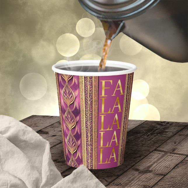 Magenta Gold Christmas Fa La La Pattern#27 ID1009 Paper Cups (Creator Uploaded)