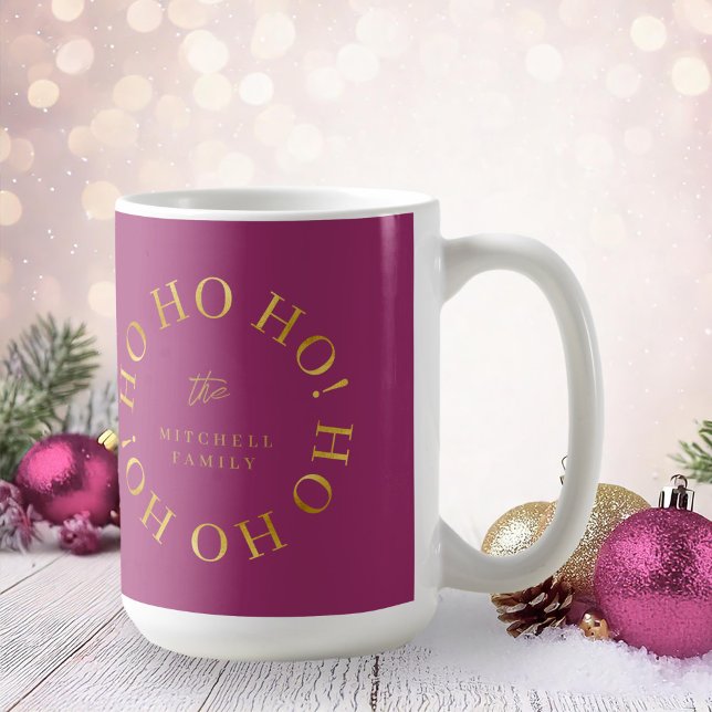 Magenta Gold Christmas Ho Ho Ho ID1009 Coffee Mug (Creator Uploaded)