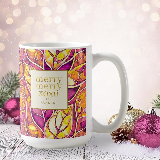 Magenta Gold Christmas Merry Pattern#21 ID1009 Coffee Mug (Creator Uploaded)