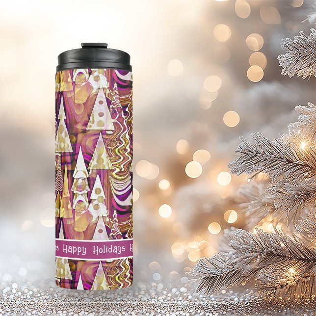 Magenta Gold Christmas Merry Pattern#25 ID1009 Thermal Tumbler (Creator Uploaded)