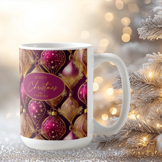 Magenta Gold Christmas Pattern#12 ID1009 Coffee Mug (Creator Uploaded)