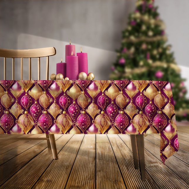 Magenta Gold Christmas Pattern#12 ID1009 Tablecloth (Creator Uploaded)