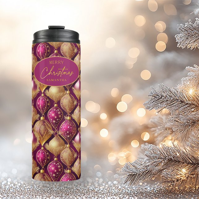 Magenta Gold Christmas Pattern#12 ID1009  Thermal Tumbler (Creator Uploaded)