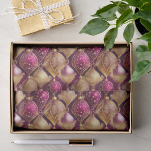 Magenta Gold Christmas Pattern#12 ID1009 Tissue Paper