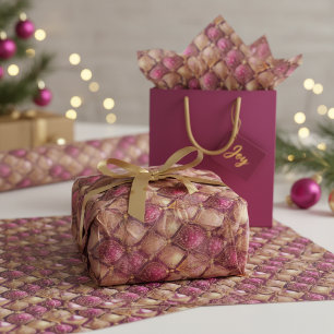 Magenta Gold Christmas Pattern#12 ID1009 Tissue Paper