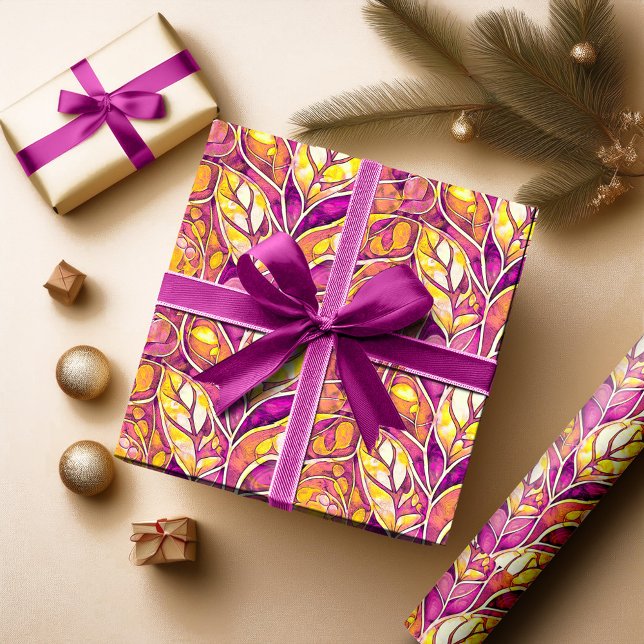 Magenta Gold Christmas Pattern#21 ID1009 Wrapping Paper (Creator Uploaded)