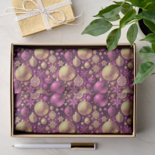Magenta Gold Christmas Pattern#31 ID1009 Tissue Paper