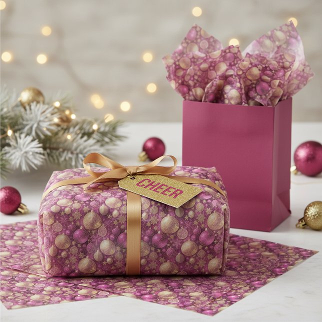 Magenta Gold Christmas Pattern#31 ID1009 Tissue Paper (Creator Uploaded)