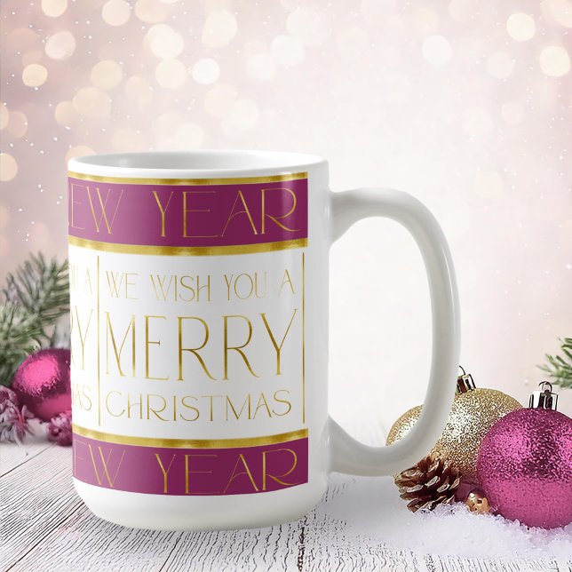 Magenta Gold Christmas Pattern#35 ID1009 Coffee Mug (Creator Uploaded)
