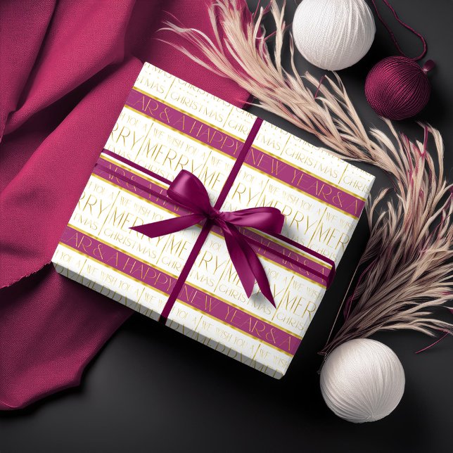 Magenta Gold Christmas Pattern#35 ID1009 Wrapping Paper (Creator Uploaded)