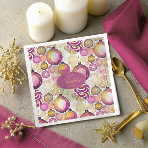 Magenta Gold Christmas Pattern#6 ID1009 Napkin