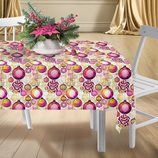 Magenta Gold Christmas Pattern#6 ID1009 Tablecloth (Creator Uploaded)