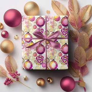 Magenta Gold Christmas Pattern#6 ID1009 Wrapping Paper
