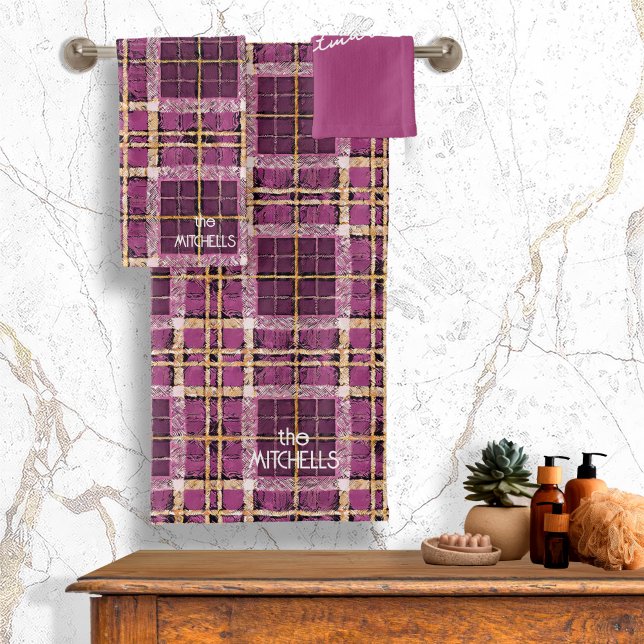 Magenta Gold Christmas Pattern#7 ID1009 Bath Towel Set (Creator Uploaded)