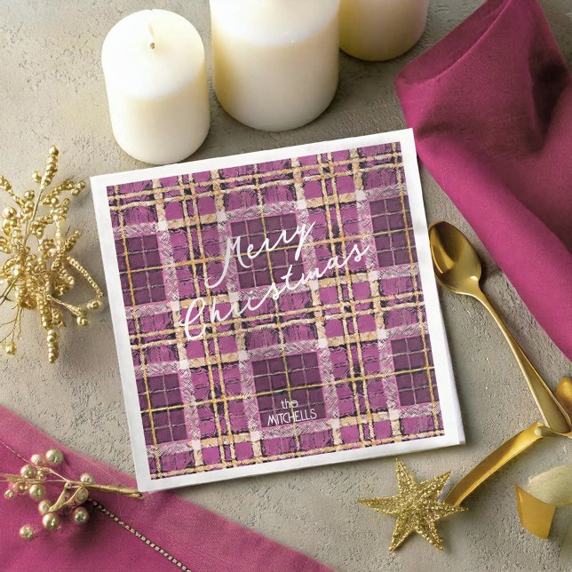 Magenta Gold Christmas Pattern#7 ID1009 Napkin (Creator Uploaded)