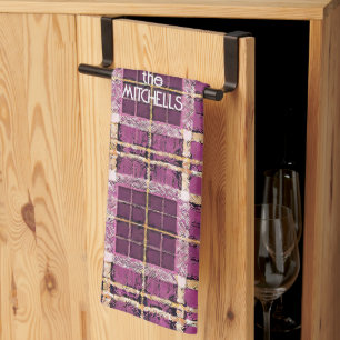 Magenta Gold Christmas Pattern#7 ID1009 Tea Towel