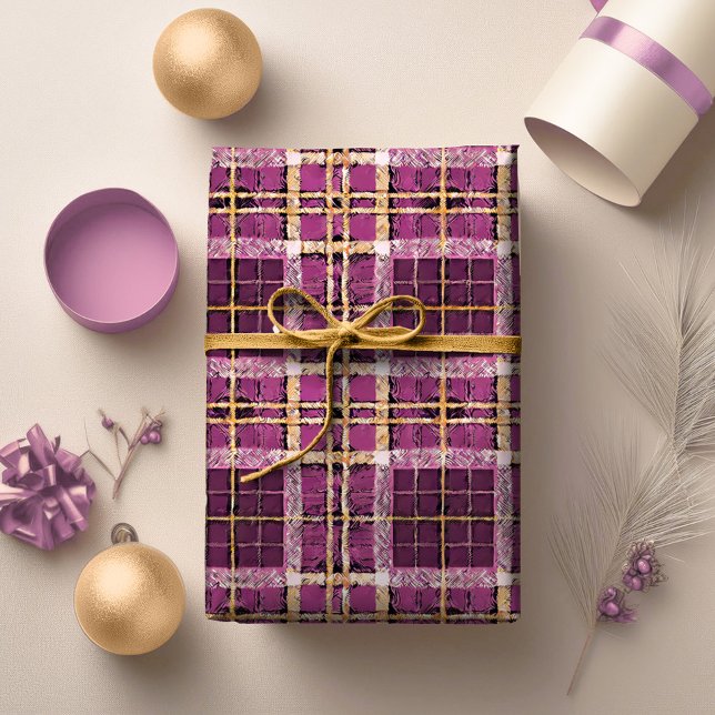 Magenta Gold Christmas Pattern#7 ID1009 Wrapping Paper (Creator Uploaded)