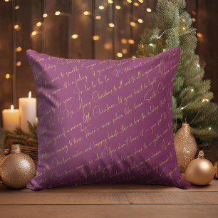 Magenta Gold Christmas Typography Pattern36 ID1009 Cushion