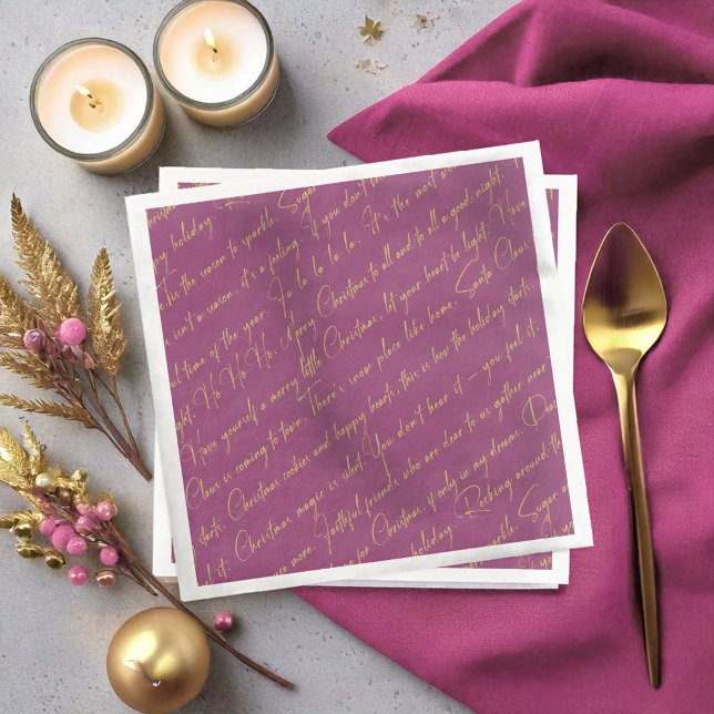 Magenta Gold Christmas Typography Pattern36 ID1009 Napkin (Creator Uploaded)