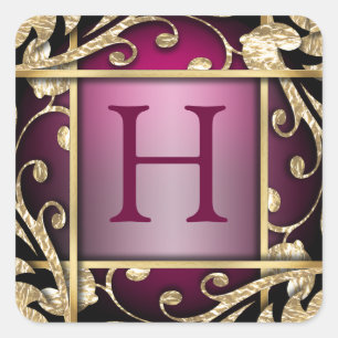 Magenta Gold Lattice Monogram Envelope Seal