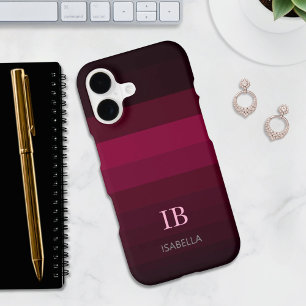 Magenta Gradient Colour Stripes Monogram