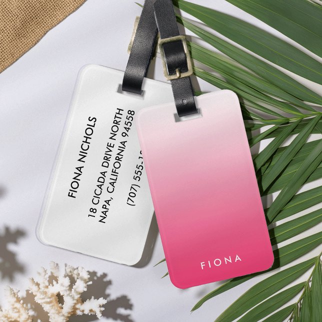 Magenta Gradient Ombre Personalised Luggage Tag (Creator Uploaded)