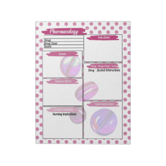  Magenta Healthcare Student Pharmacology Template Notepad