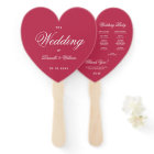 Magenta Heart Elegant Calligraphy Wedding Program