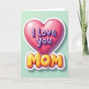 Magenta Heart Moms Day Card