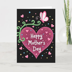 Magenta Heart Mothers Day Card