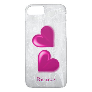 Magenta Hearts Personalised iPhone 8/7 Case