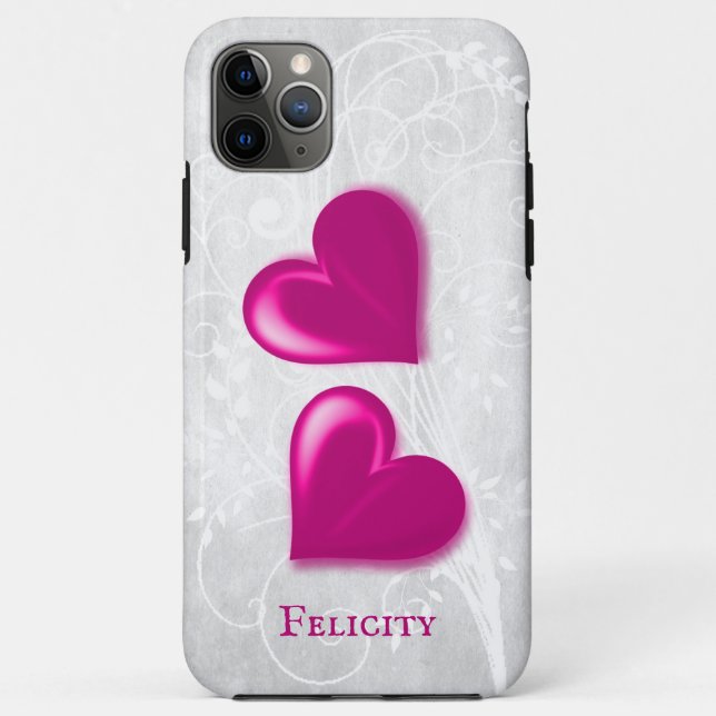 Magenta Hearts Personalised Case-Mate iPhone Case (Back)