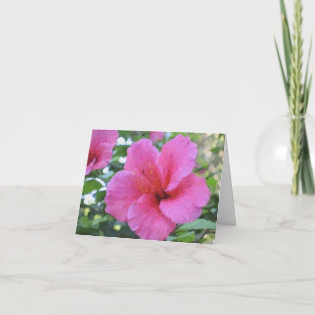 Magenta Hibiscus Note Card (Front)