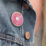 Magenta Hot Pink Doughnut Button<br><div class="desc">Indulge your sweet tooth! Features a fun pink doughnut illustration in watercolor. More colours available – check out our shop!</div>