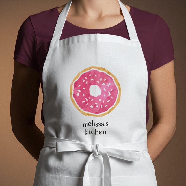 Magenta Hot Pink Doughnut Personalised Apron (Creator Uploaded)