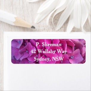 Magenta Hydrangea Return Address Label
