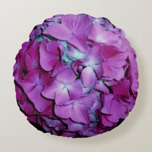 Magenta Hydrangea Round Cushion