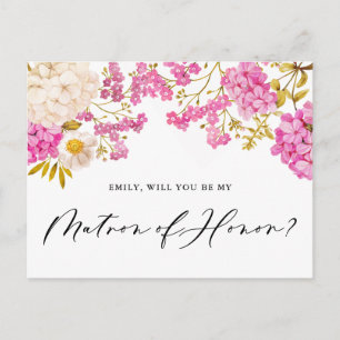 Magenta Hydrangeas Matron of Honour Proposal Card