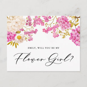 Magenta Hydrangeas Will You Be My Flower Girl Card